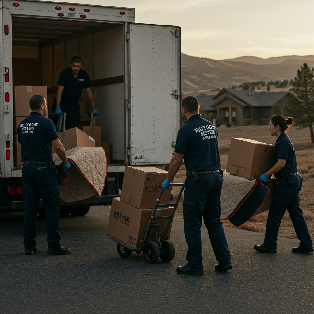 Fort Collins movers loading furniture during a summer residential move Fort Collins movers loading furniture during a summer residential move