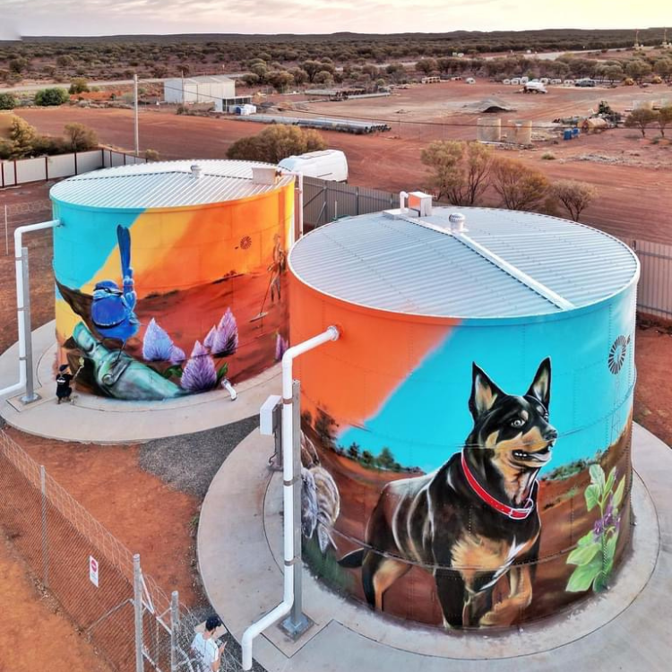 Painted silos in outback Australia