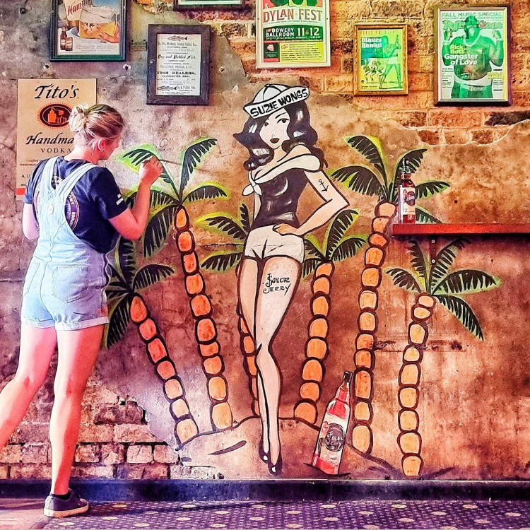 Painting a bar mural