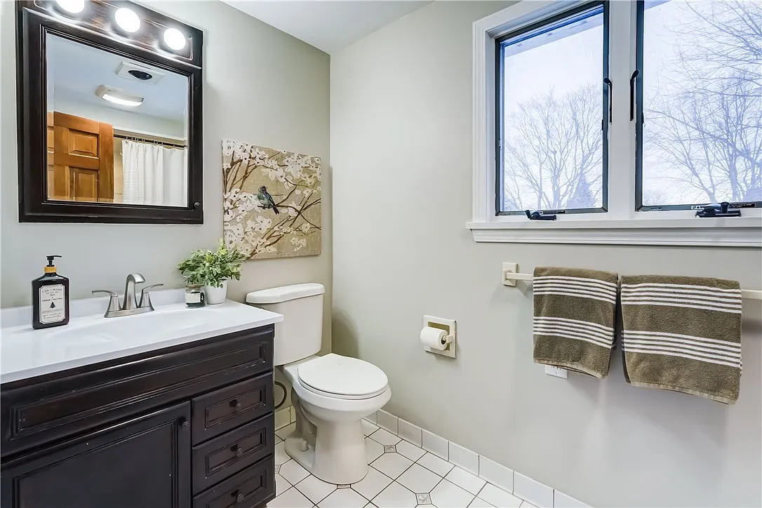 Bathroom freshly painted in soft gray
