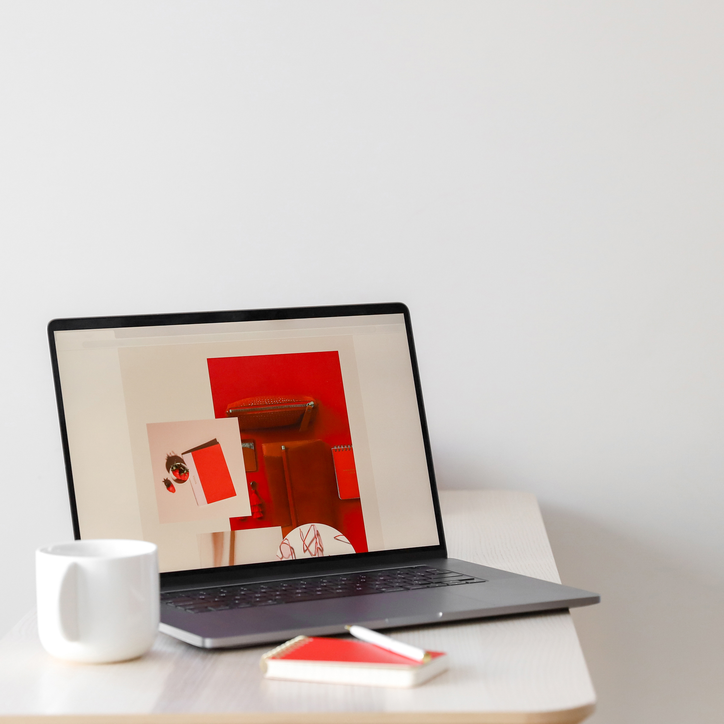 Editorial laptop workspace