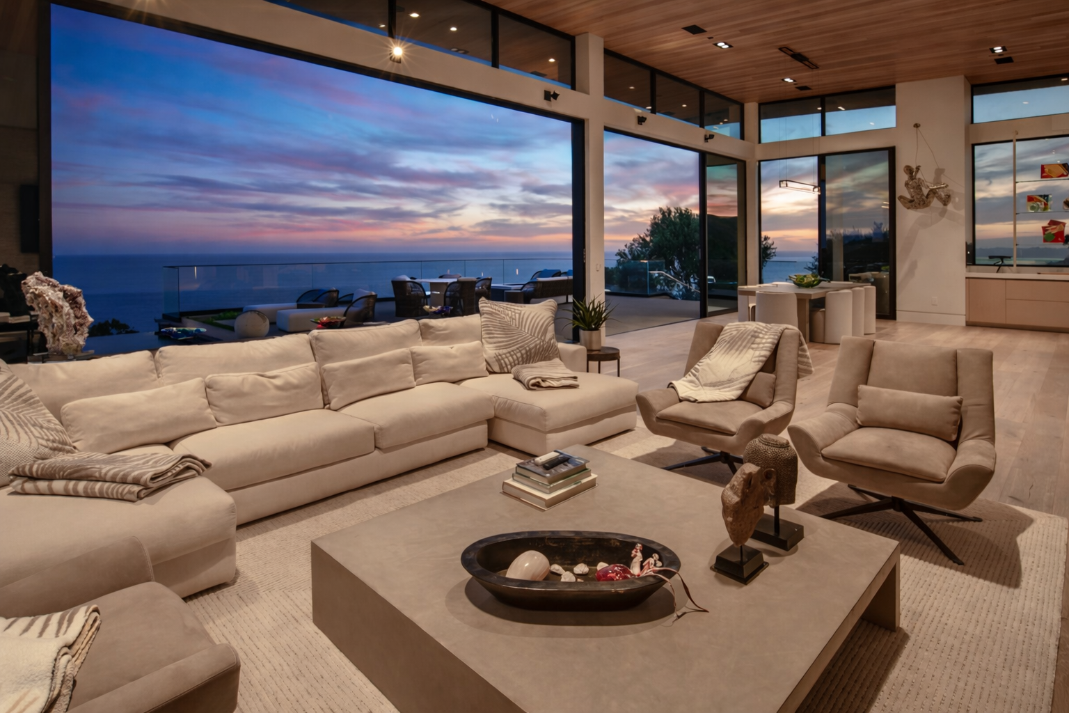 Luxury custom home interior Malibu open concept living room design