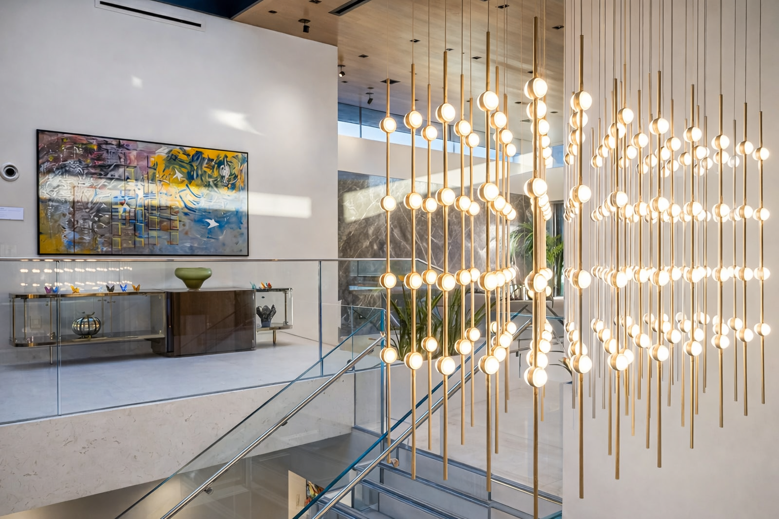 Modern chandelier in a chic interior