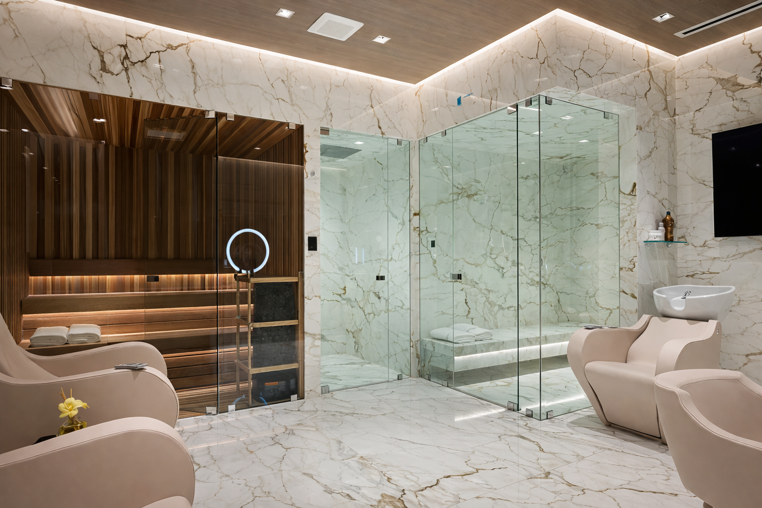 Luxurious spa retreat with marble elegance
