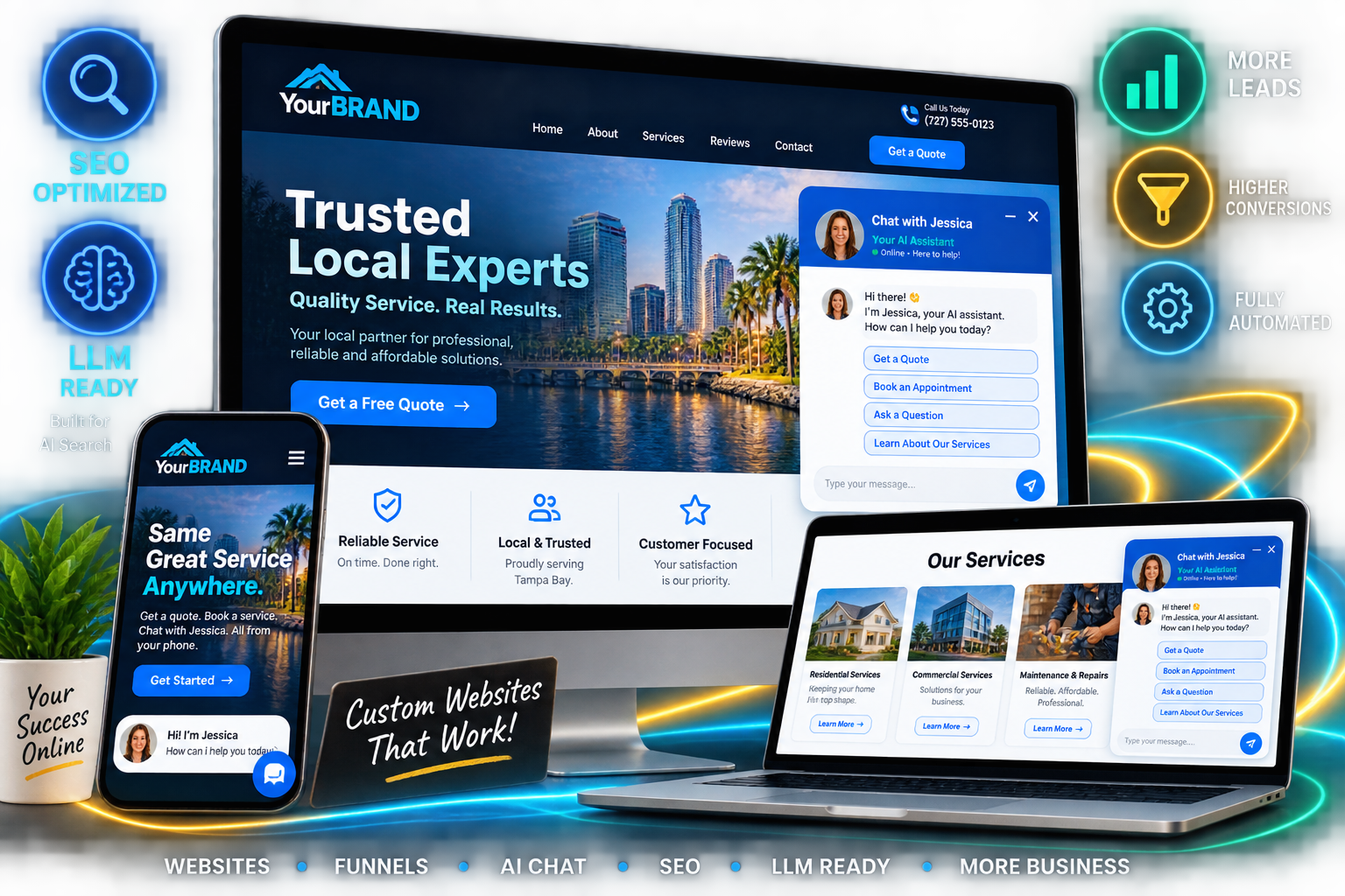 Custom website and sales funnel system