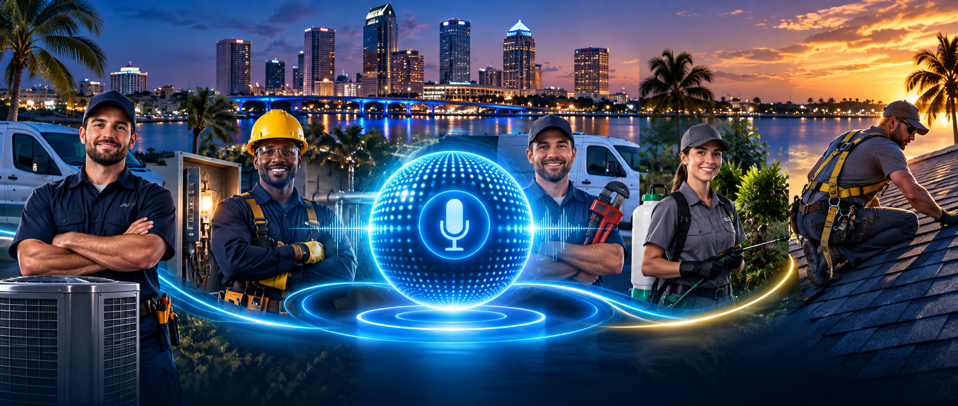 YAIVA Live AI Voice Assistant demos for HVAC, electrical, plumbing, pest control and roofing businesses