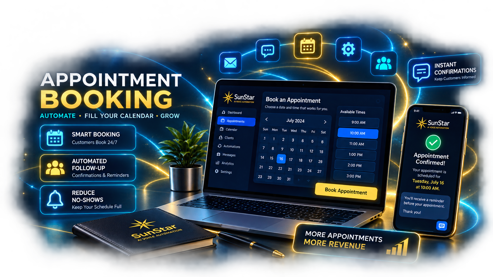 SunStar Appointment Booking with smart scheduling, appointment reminders, automated follow-up and business notifications