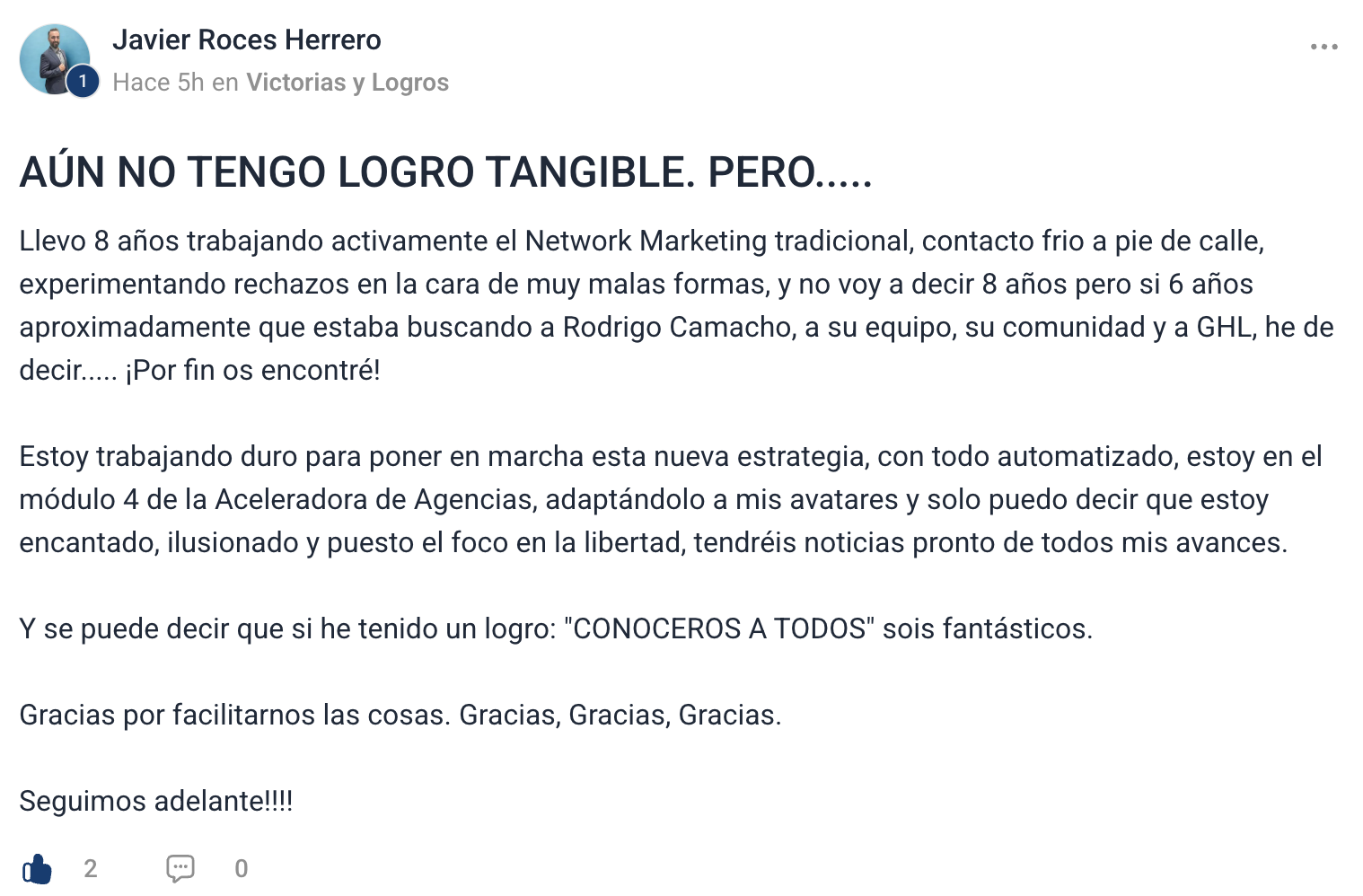 Testimonio escrito de alumno de Emprendista 23