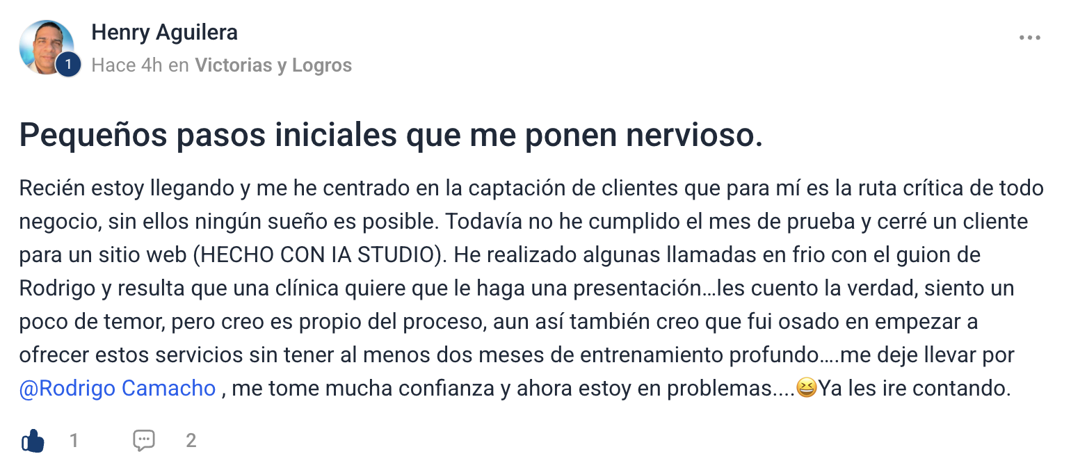 Testimonio escrito de alumno de Emprendista 24