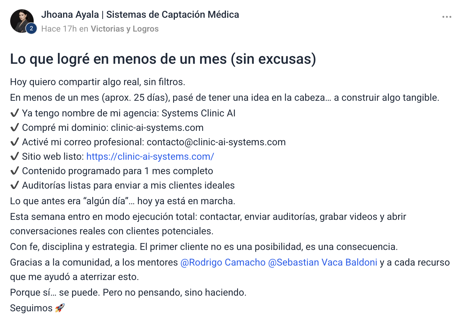 Testimonio escrito de alumno de Emprendista 17