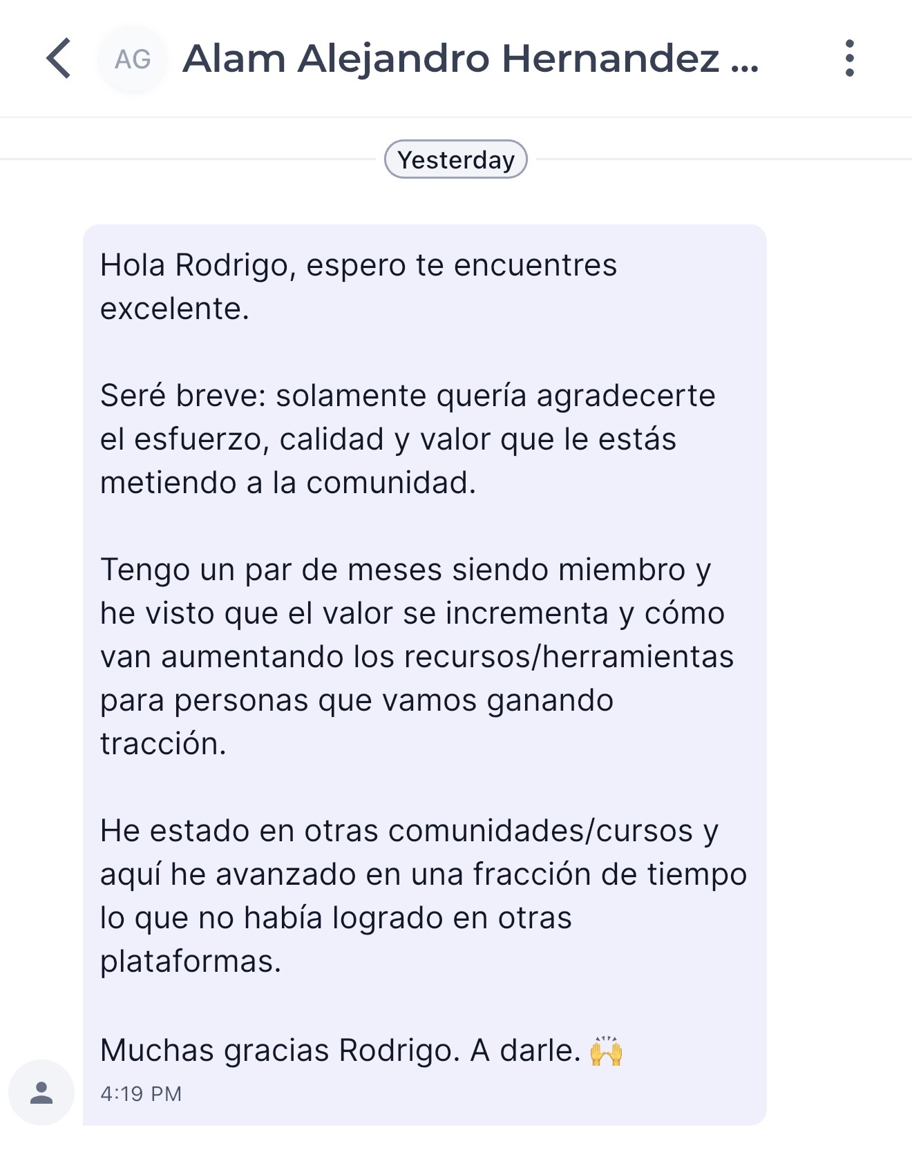 Testimonio escrito de alumno de Emprendista 19