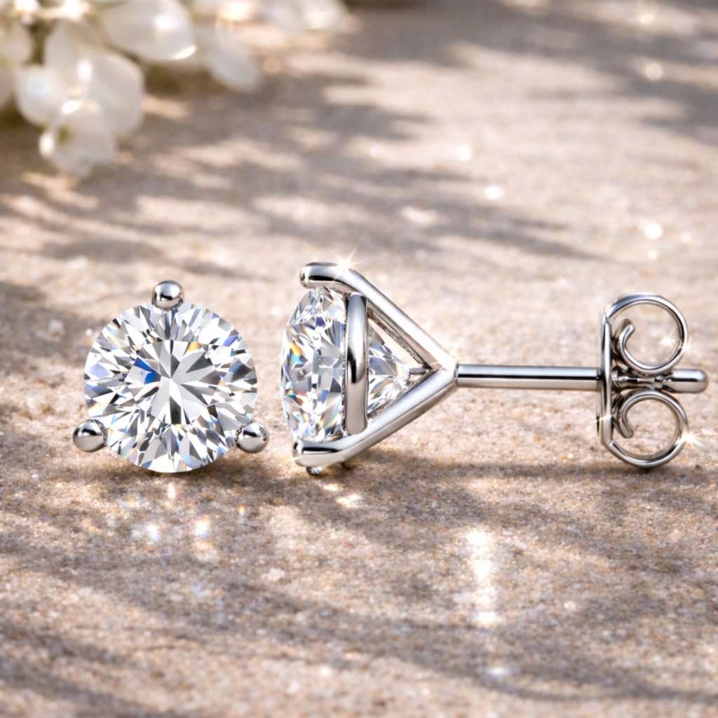 White gold Martini diamond stud earrings