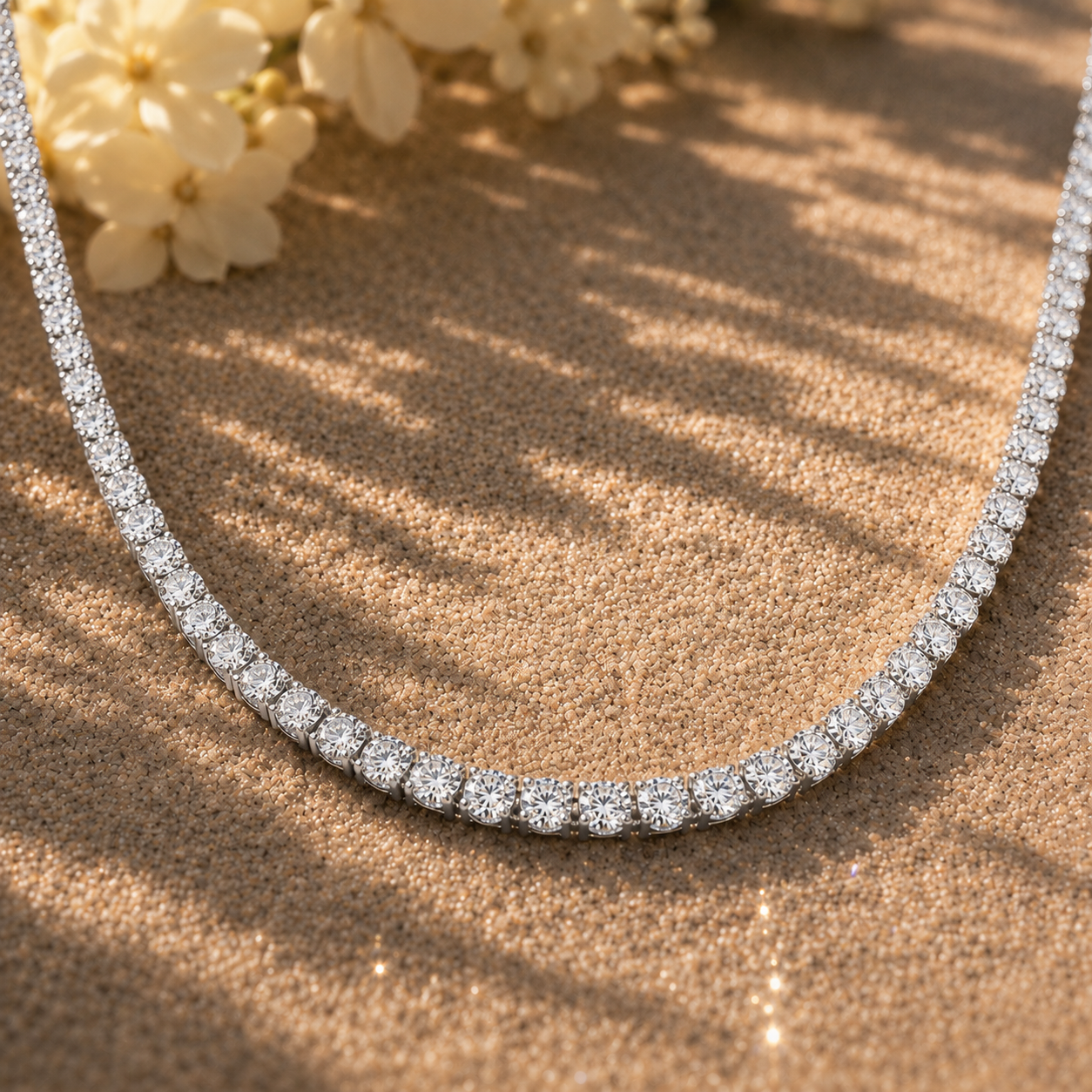Tennis Diamond Necklace in White Gold