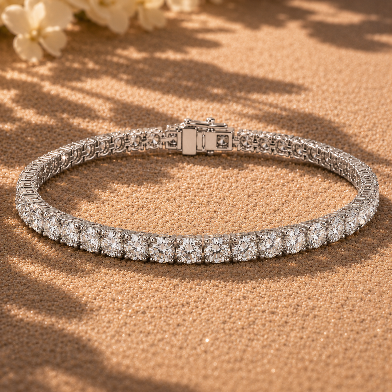 Round Diamond Tennis Bracelet in White Gold