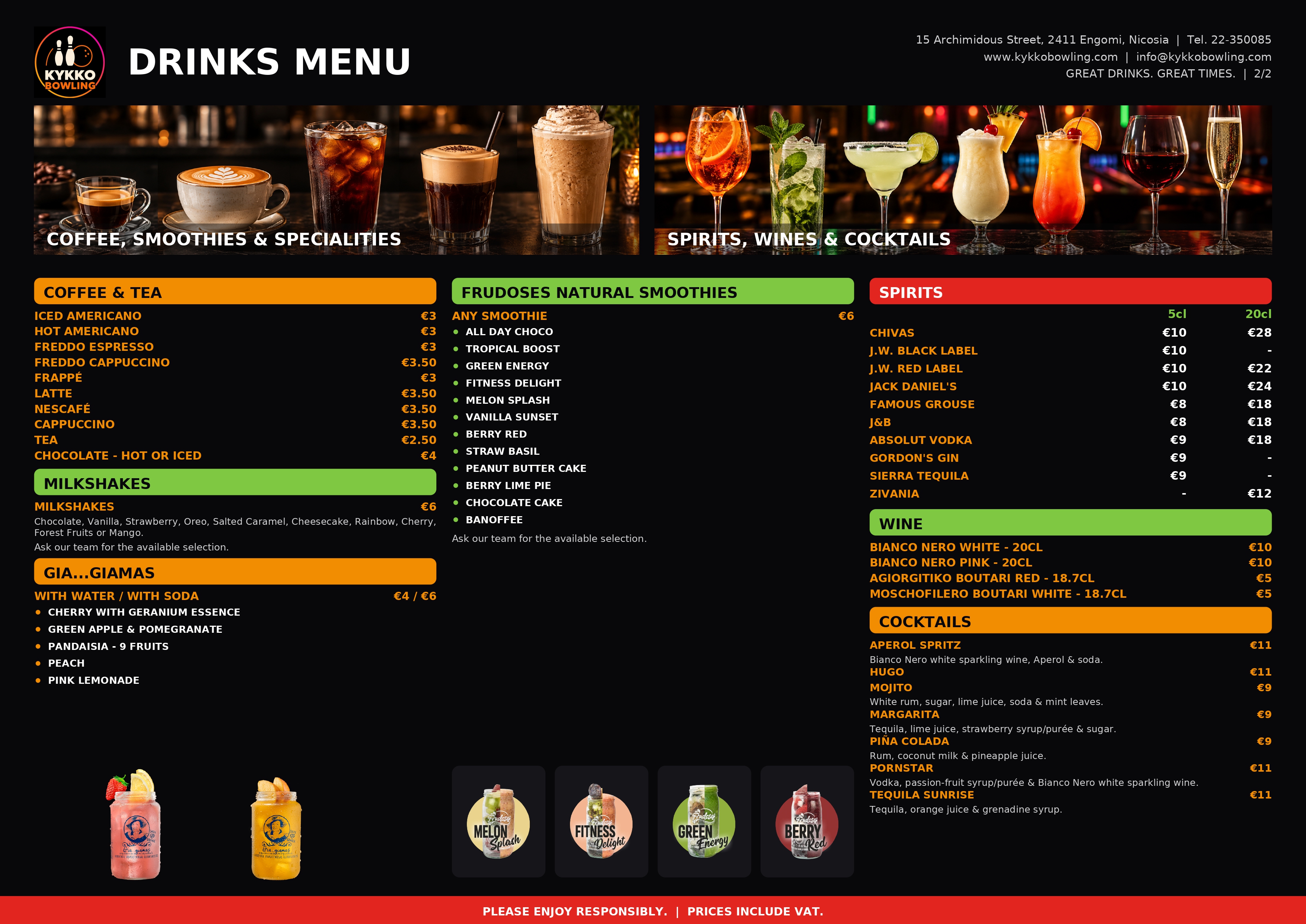Kykko Bowling drinks menu page 2