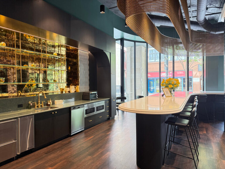 Backlit bar with curated finishes