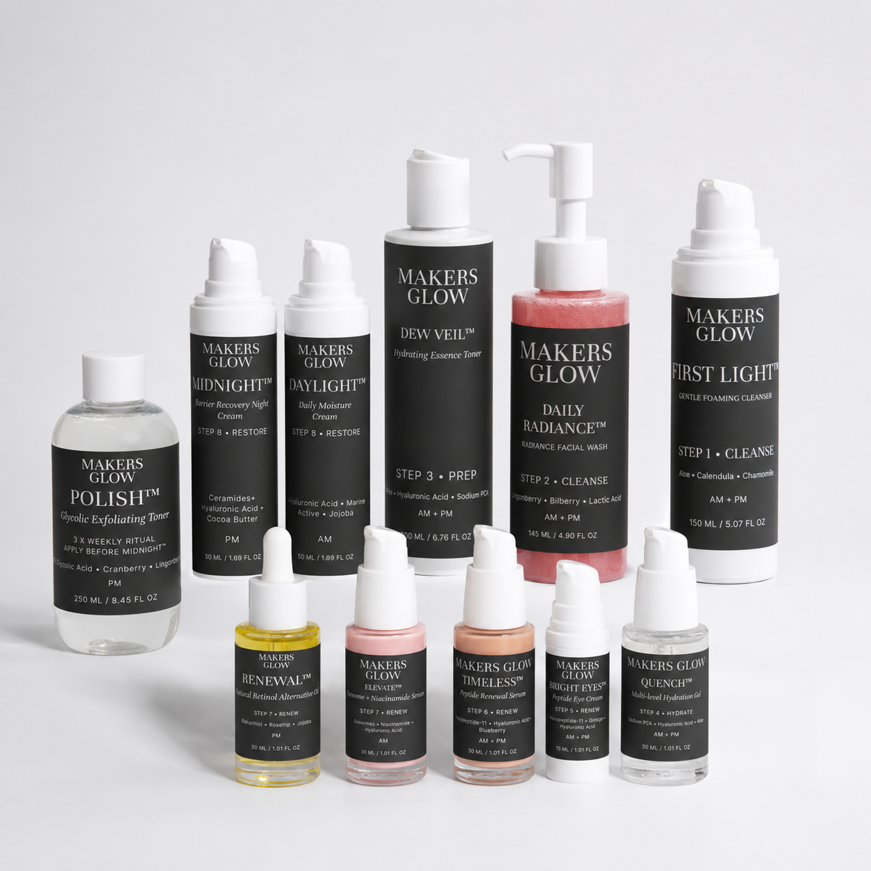 The Complete Glow Ritual™ — the complete 11-piece Makers Glow skincare bundle