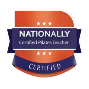 Nationally Certified Pilates Teacher badge and badge for Professional Certified Coach from The Life Coach School
