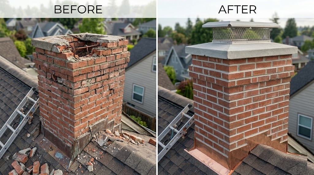 Newly installed asphalt shingle roof