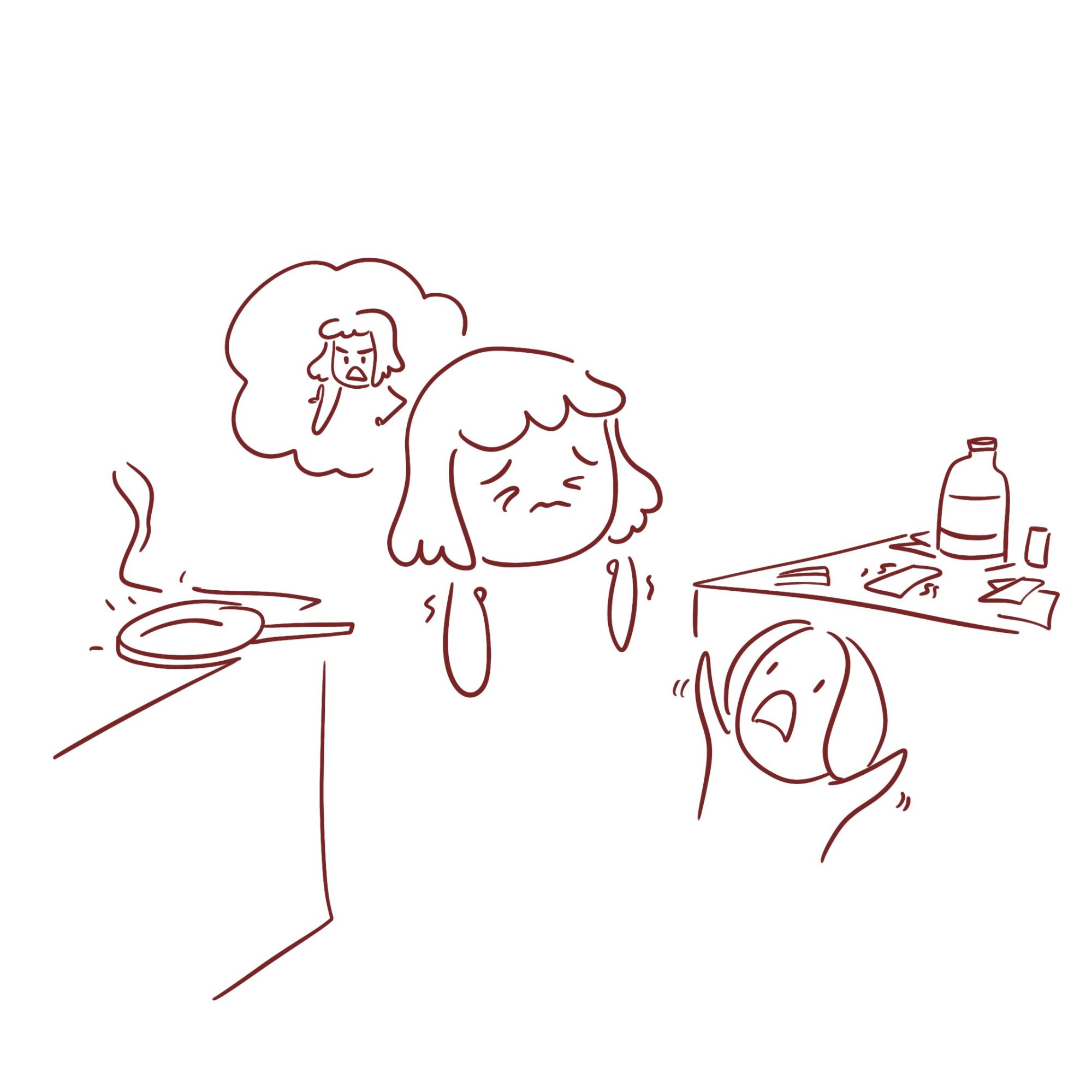 Illustration de la sc&egrave;ne dans la cuisine