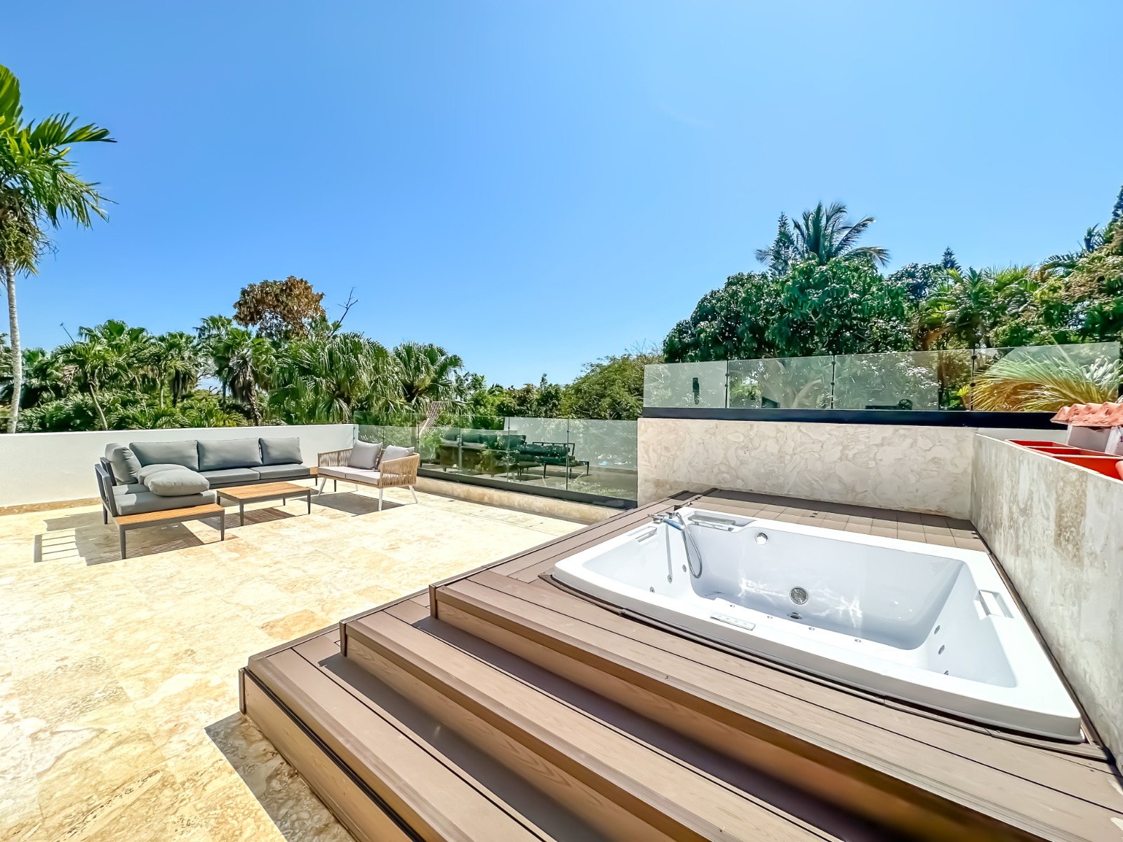 Rooftop hot tub terrace at a private villa at Casa de Campo.