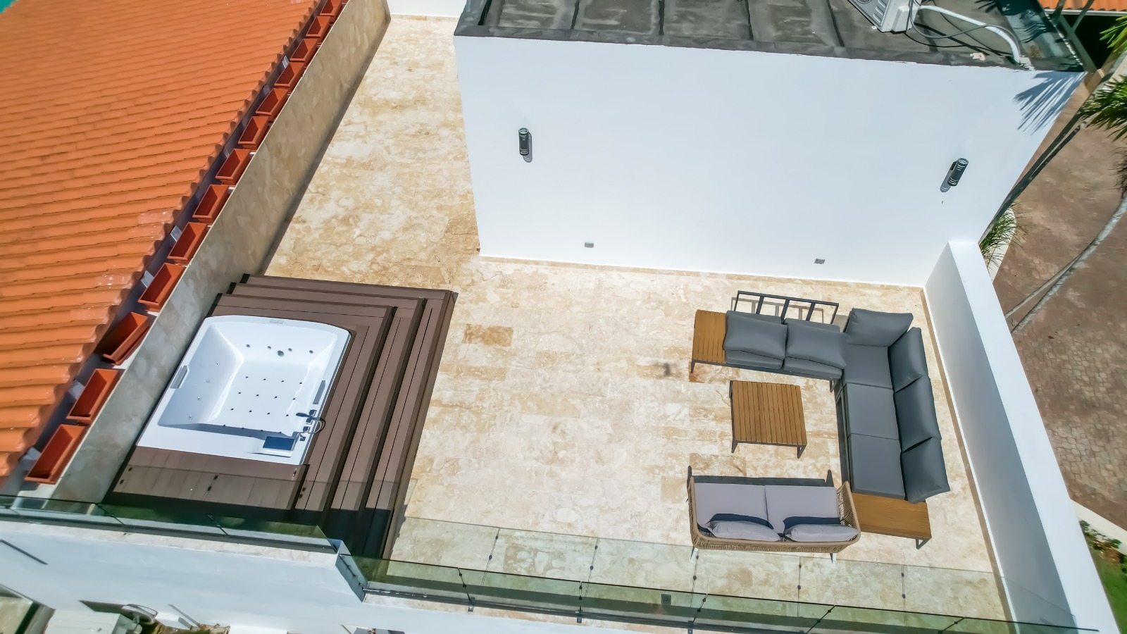 Rooftop hot tub at a private villa at Casa de Campo.