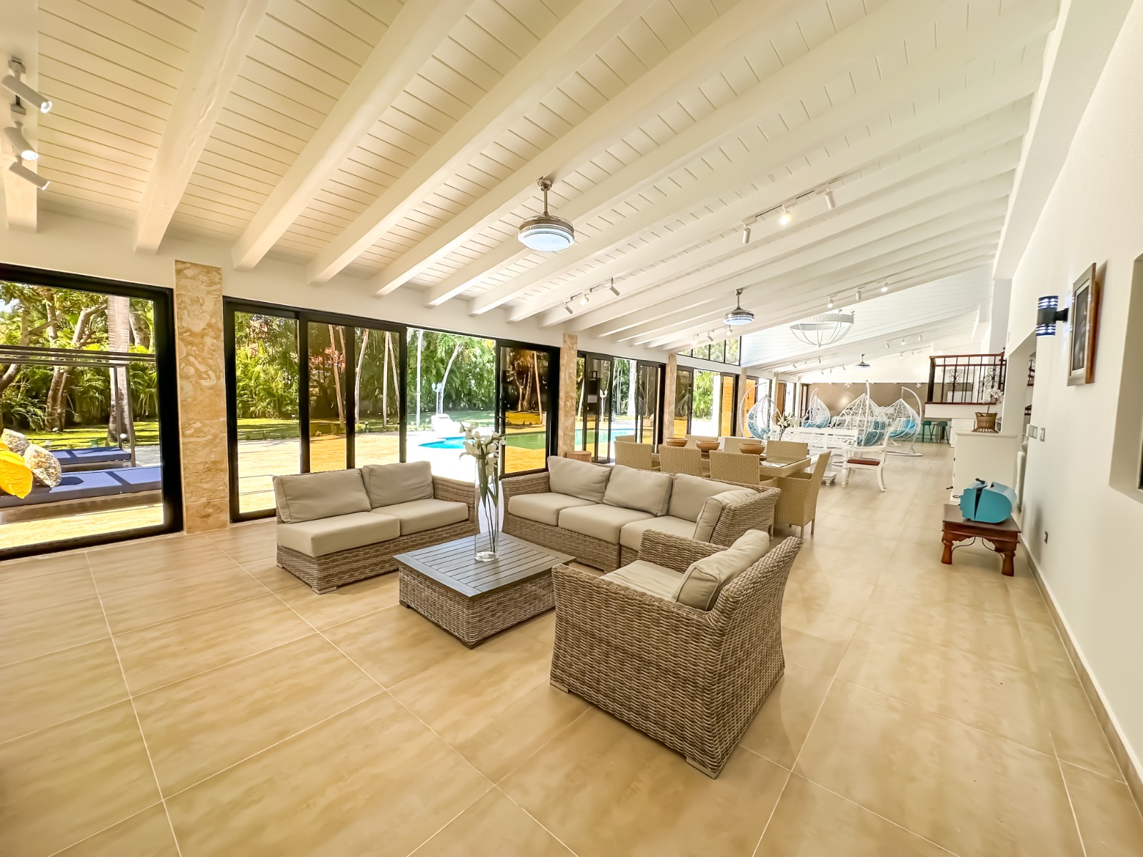 Covered outdoor living area at a private villa at Casa de Campo.