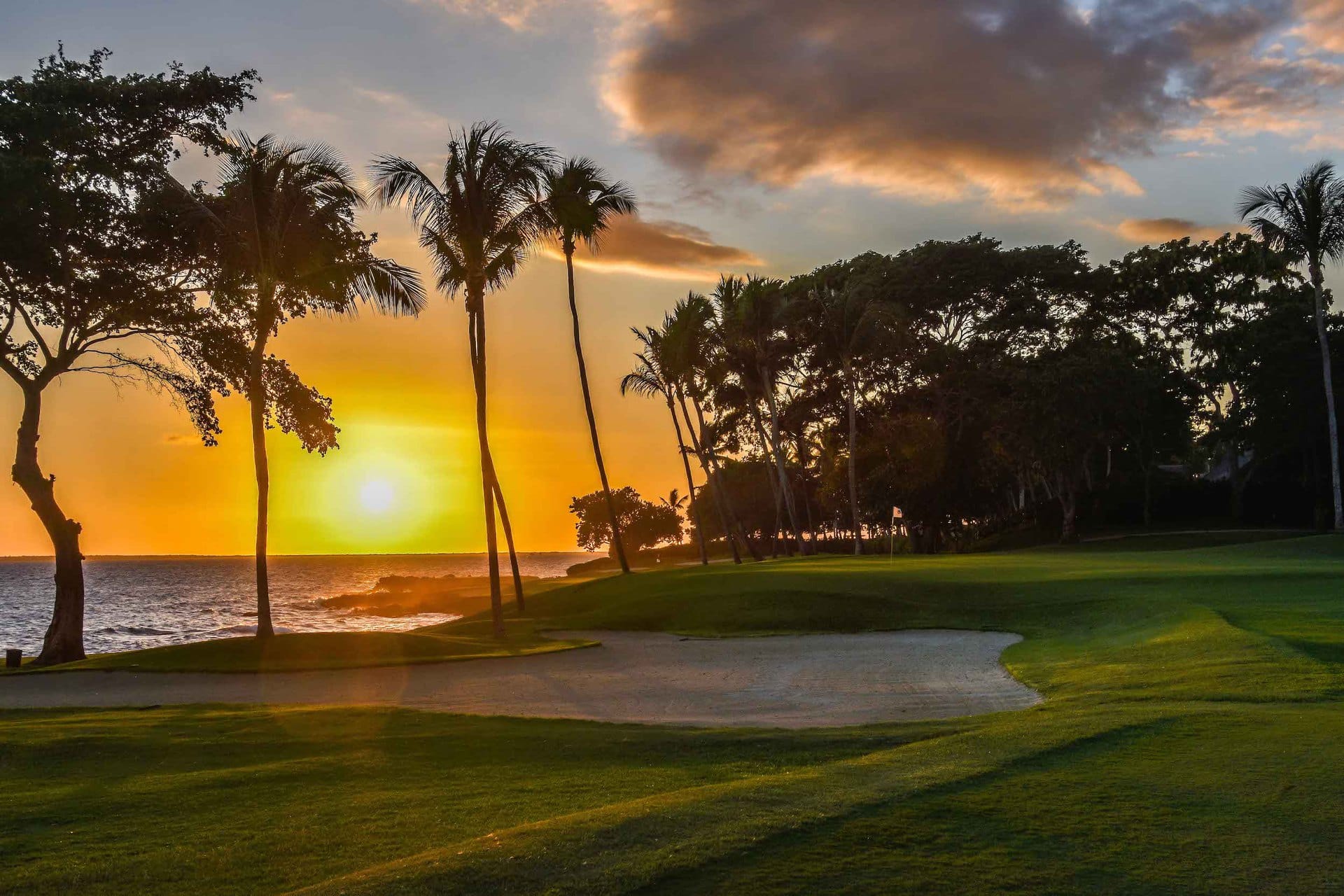 Golf course at sunset at Casa de Campo.