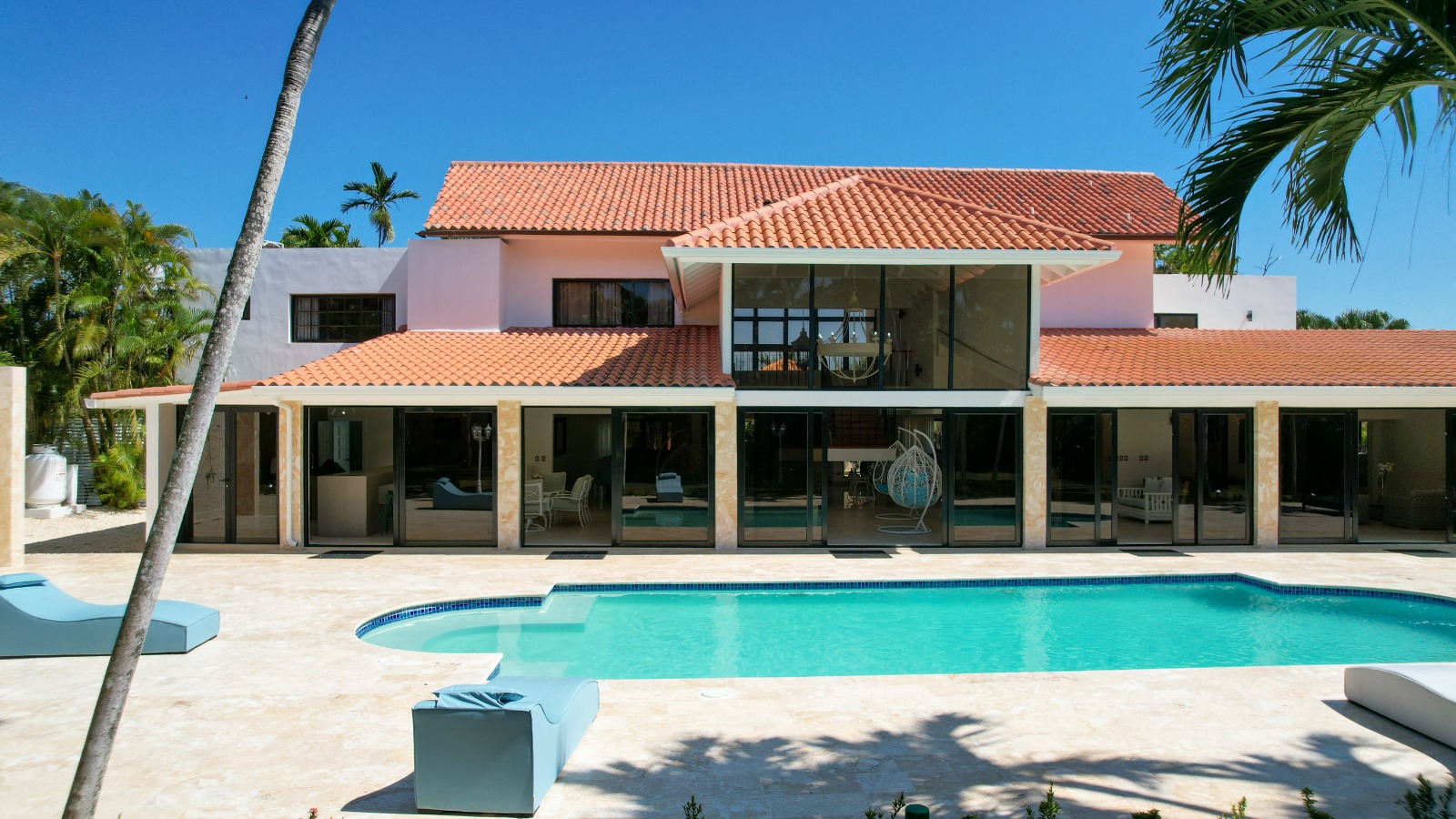 Pool and exterior of a private villa at Casa de Campo.