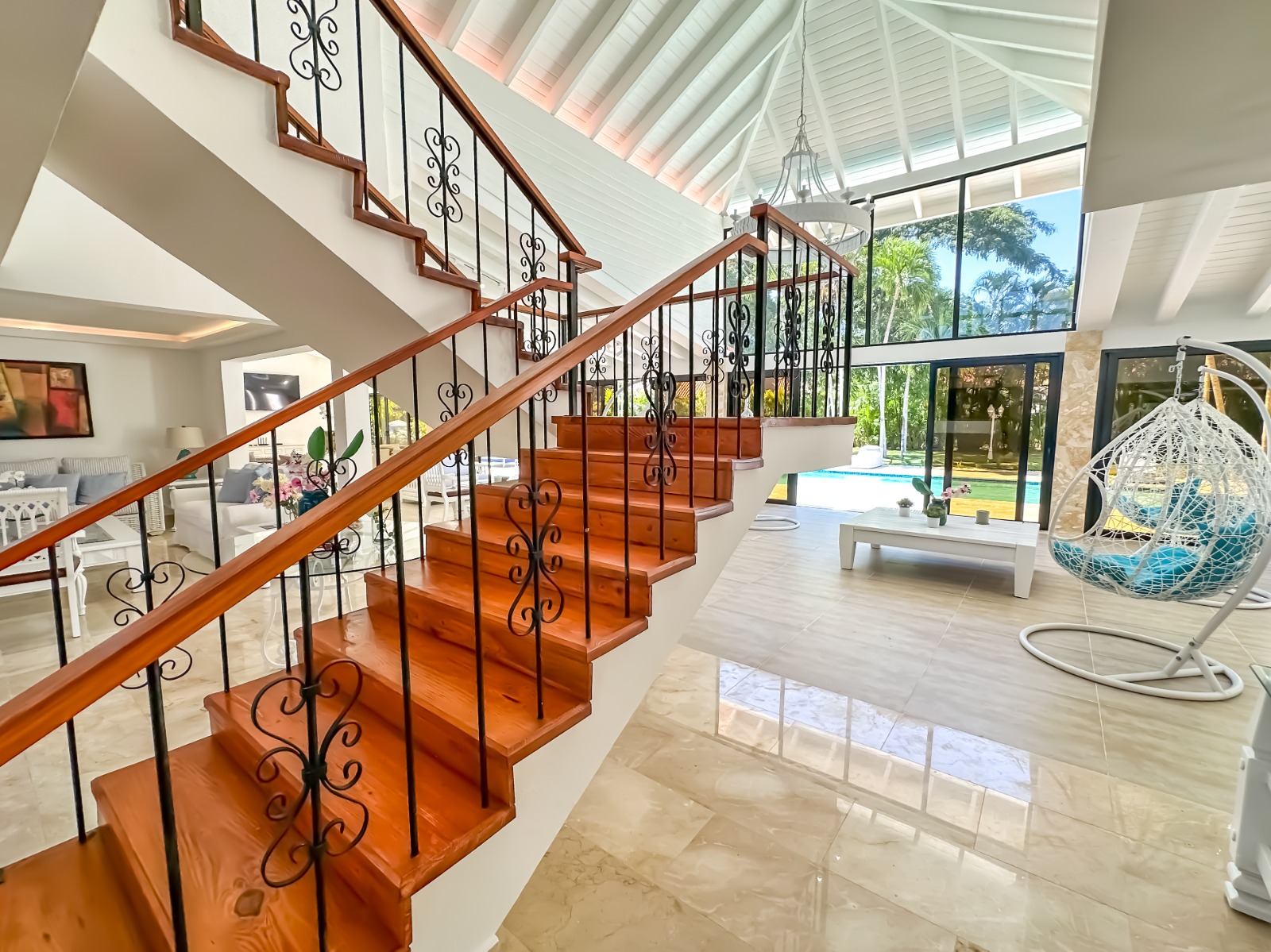 Staircase and entry of a private villa at Casa de Campo.