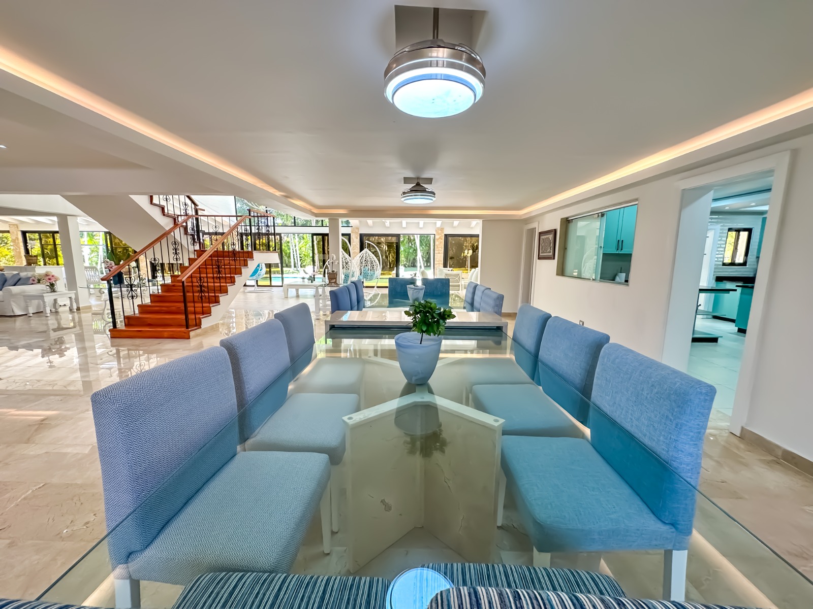 Interior dining at a private villa at Casa de Campo.