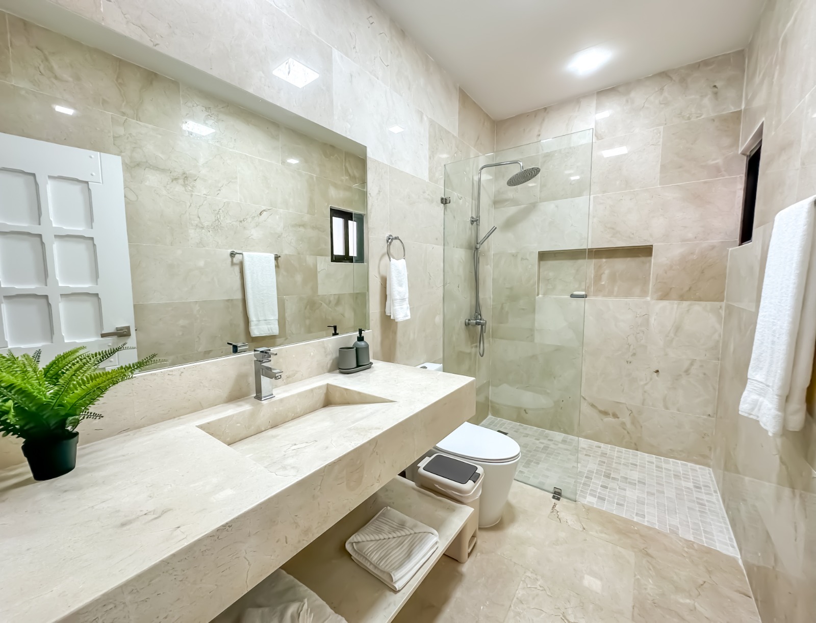 Marble bathroom of a private villa at Casa de Campo.