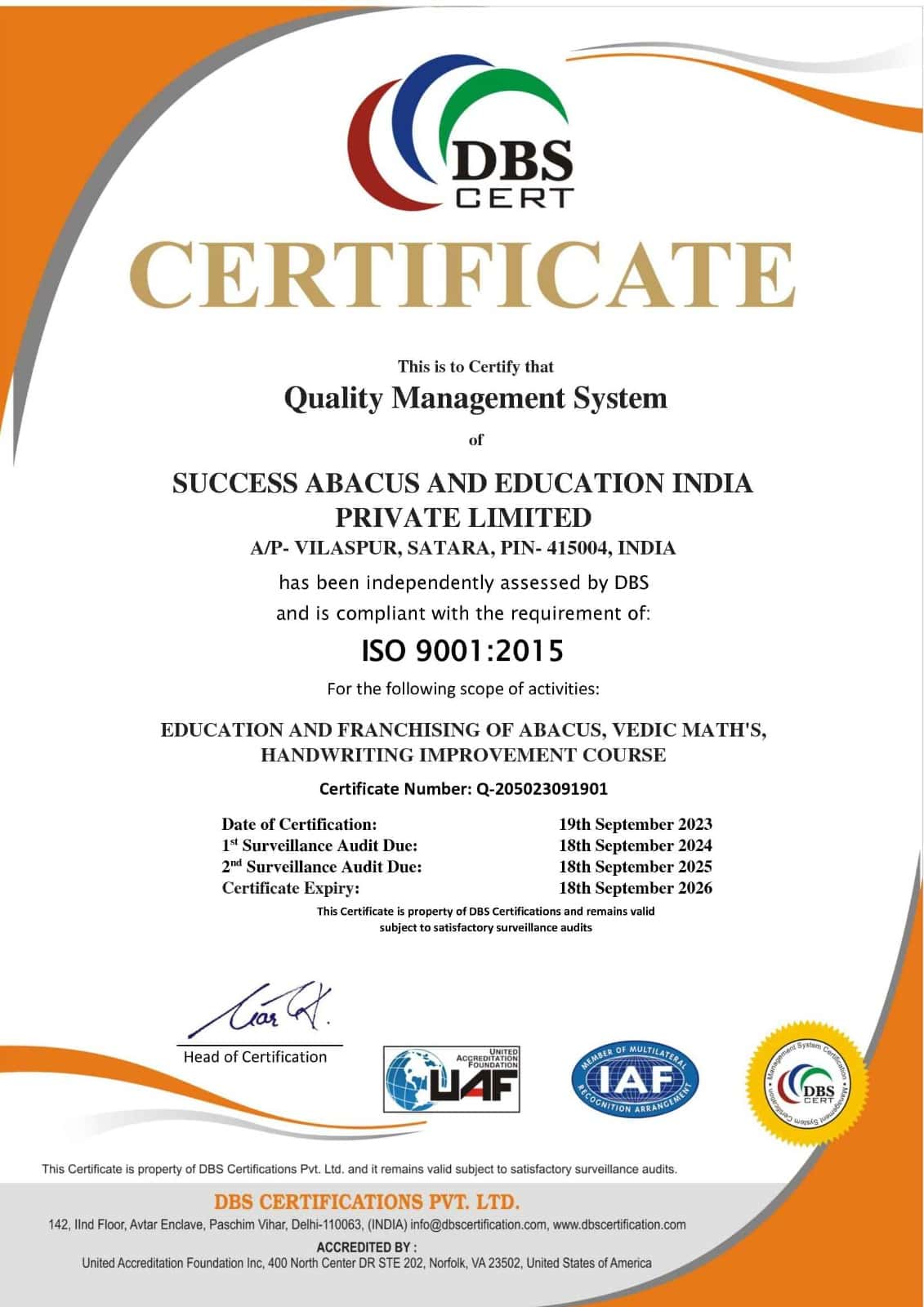 ISO certified company