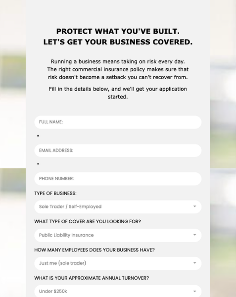 Commercial Insurance Policy Application