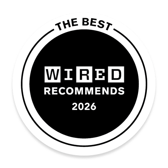 A badge showcasing Helix's award for Wired Best Mattress in 2026