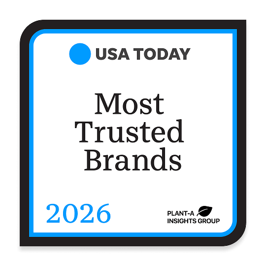 A badge showcasing Helix's award for the Most Trusted Brands of 2026 by USA Today