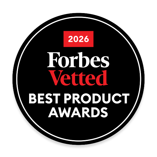 A badge showcasing Helix's award for Forbes Best Mattress in 2026