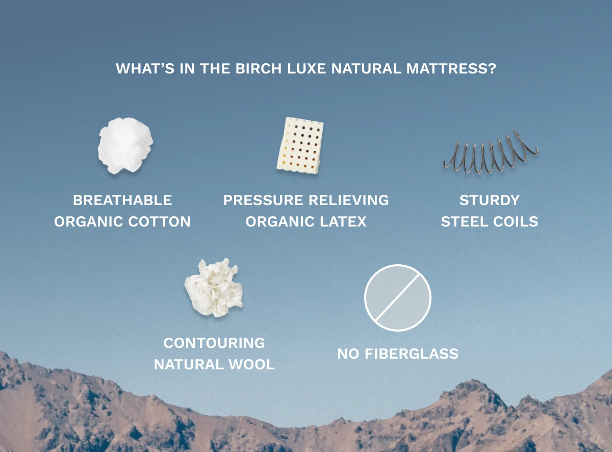 Birch Natural organic latex and wool layers