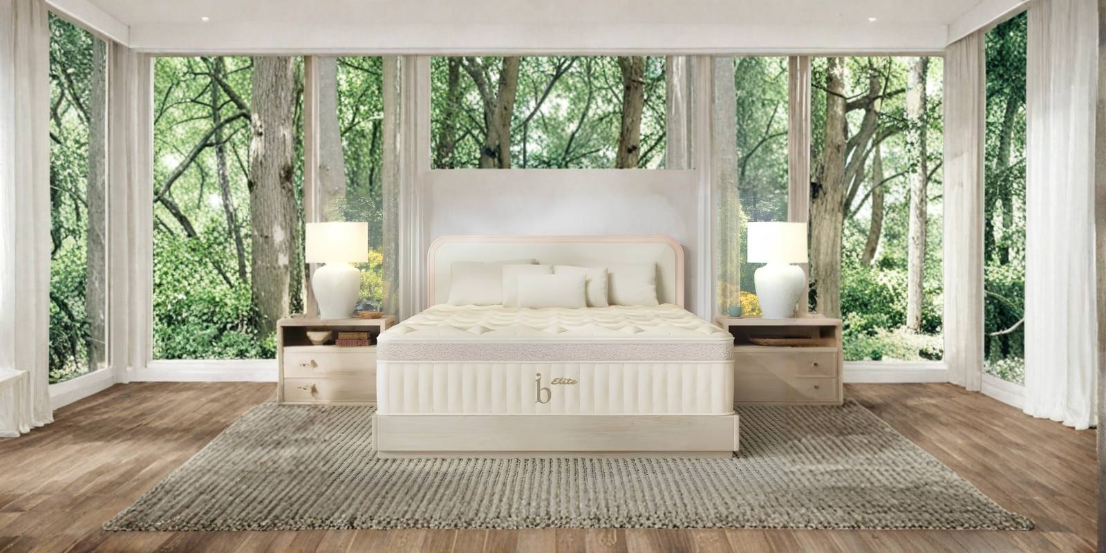 Birch Elite Natural organic mattress styled in a modern bedroom