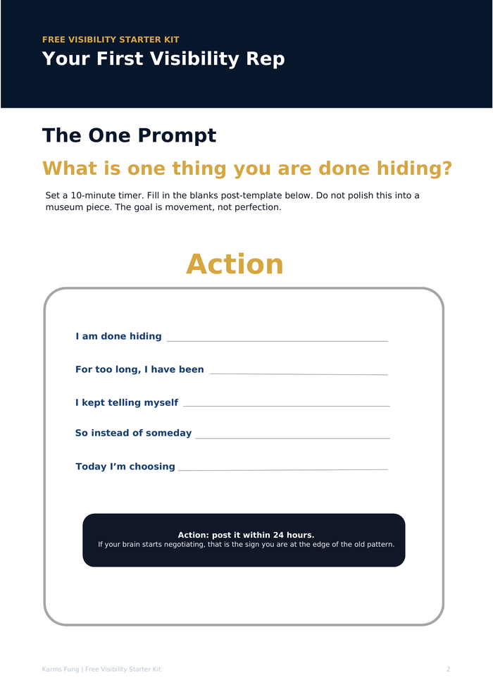 Free Visibility Starter Kit — Your First Visibility Rep page