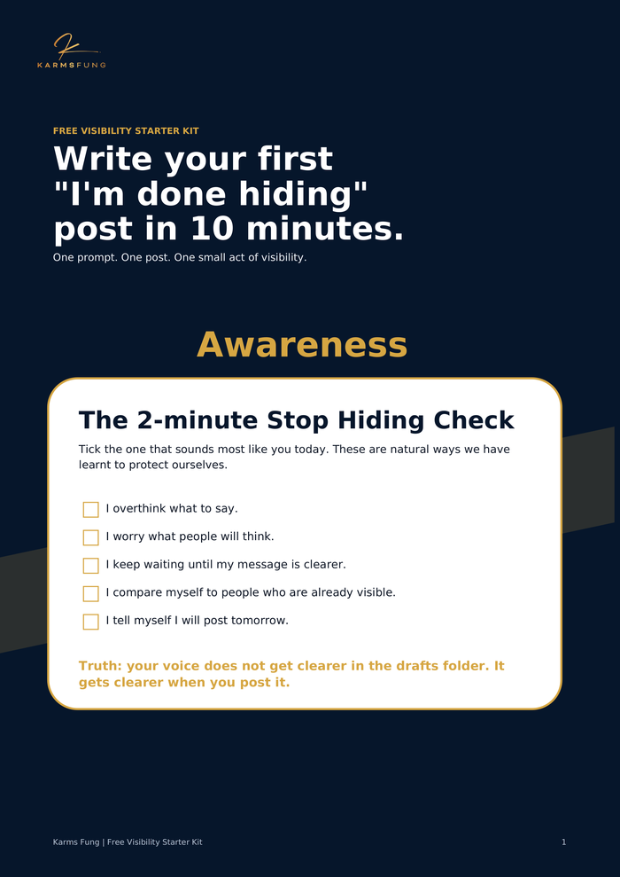Free Visibility Starter Kit — Stop Hiding Check page