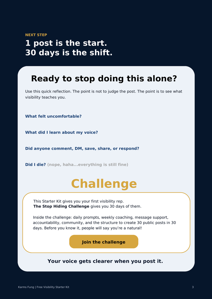 Free Visibility Starter Kit — challenge page