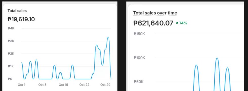 Client's Shopify total sales grew from ₱19,619 to ₱621,640 with Meta Ads by Raven Digital