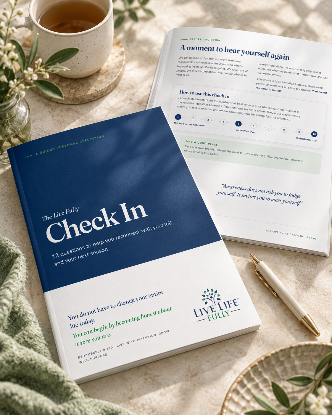 The Live Fully Check In: 12 questions to help you reconnect with yourself and your next season, by Kimberly Boyd