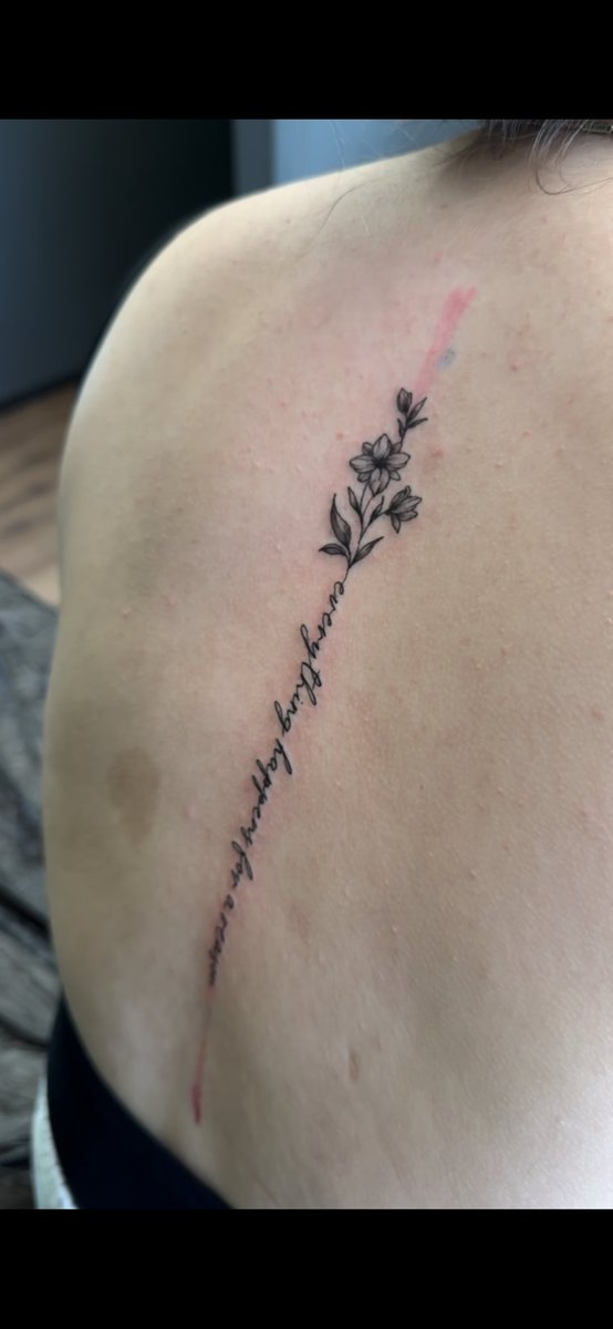Fine line floral script tattoo by Danny Woods, The Chamber Tattoo Studio