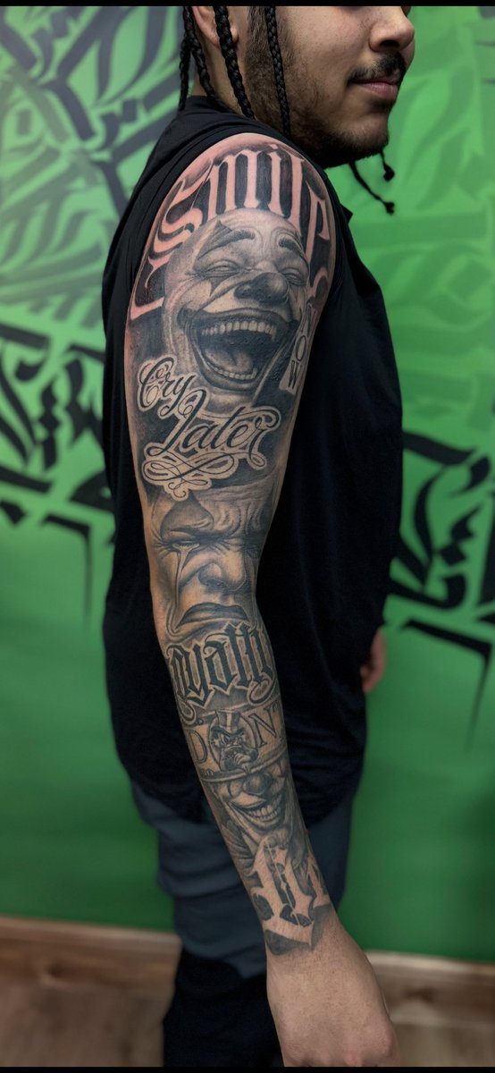 Chicano sleeve tattoo by Aidin Chimney, The Chamber Tattoo Studio Manchester