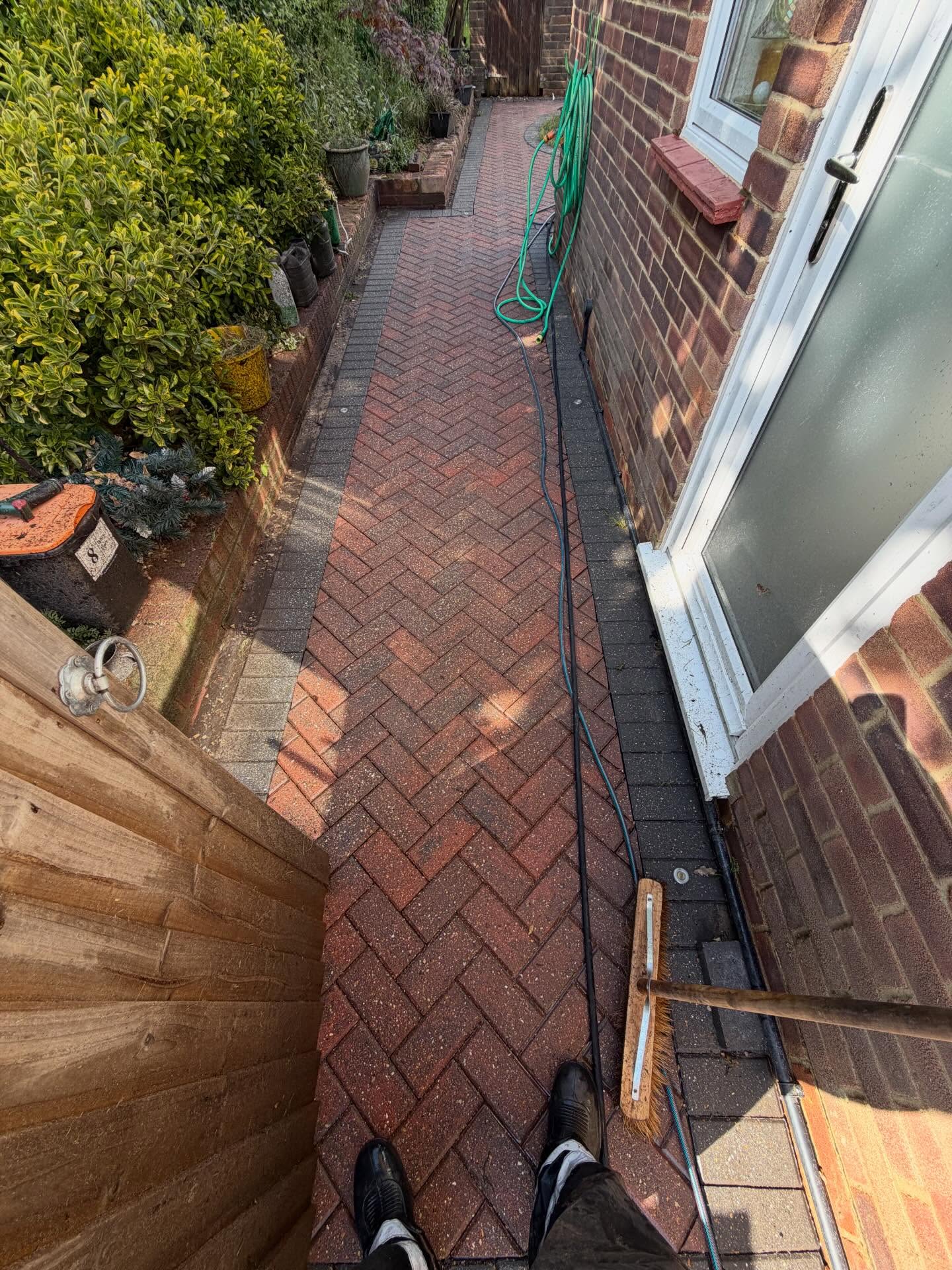 Patio after professional pressure washing completed by Weeks Exterior Cleaning in Hastings