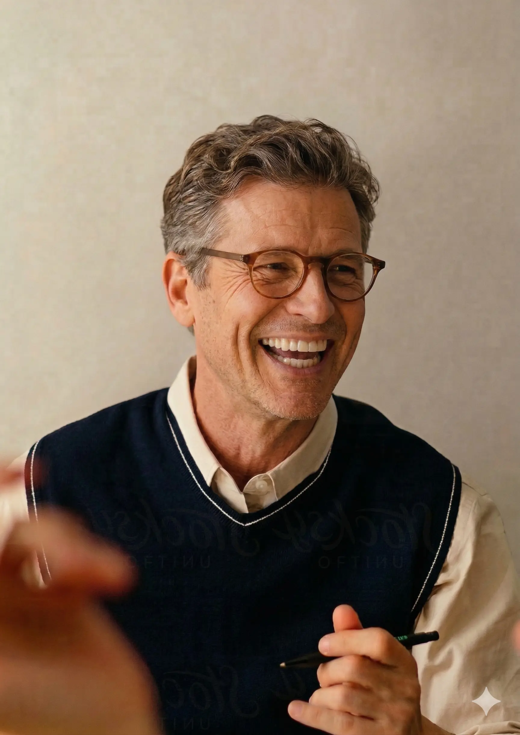 Patient wearing clear aligners smiling