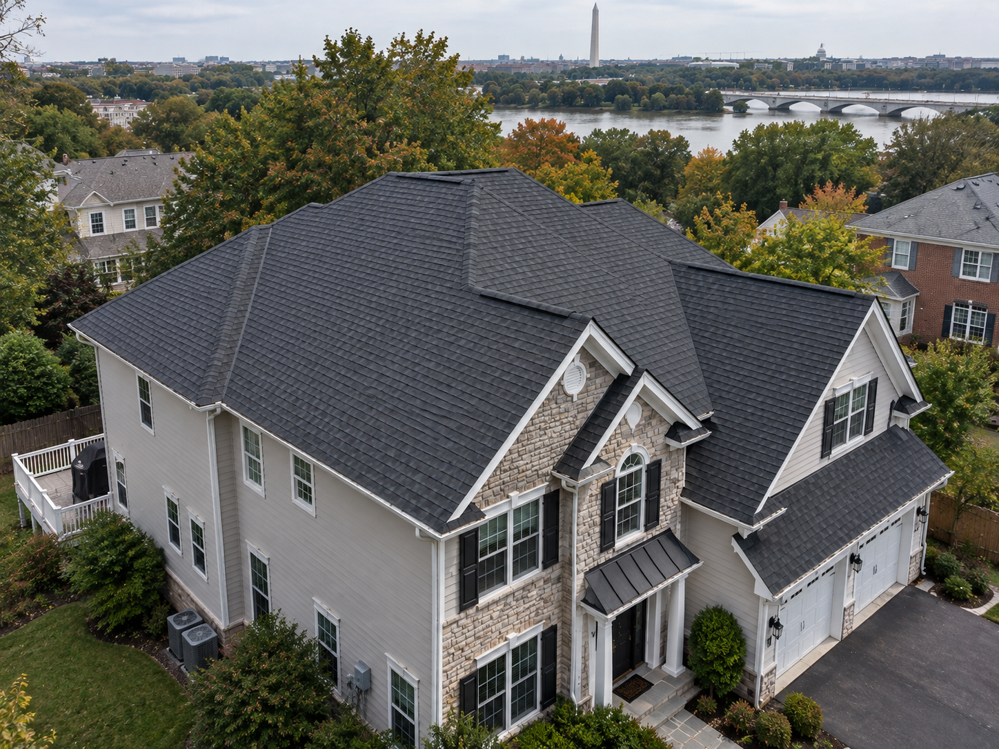 Roof replacement in progress on a residential home