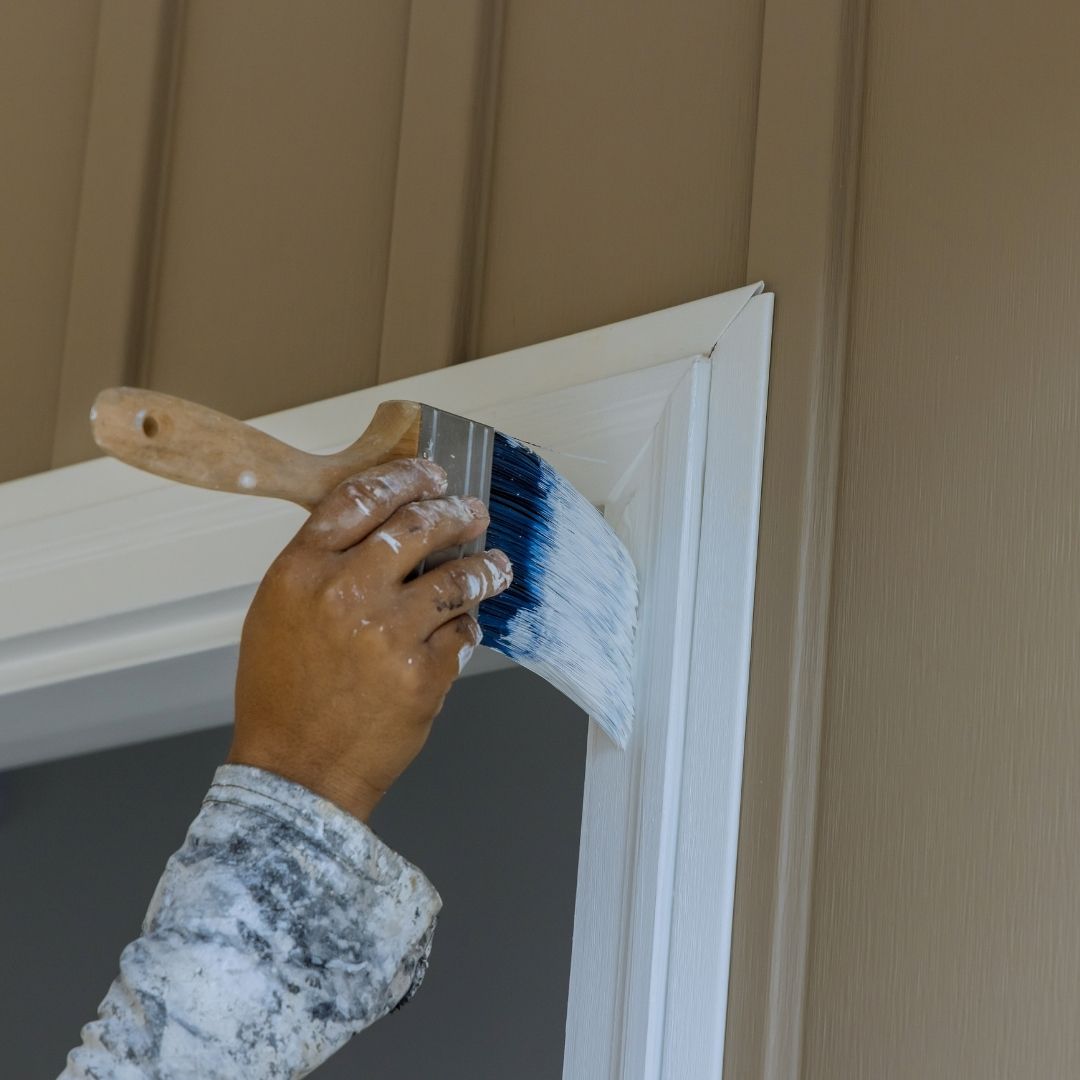 Exterior painting on residential trim and siding